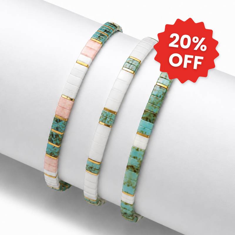 Koraalrif (Set van 3 Tegelarmbanden)