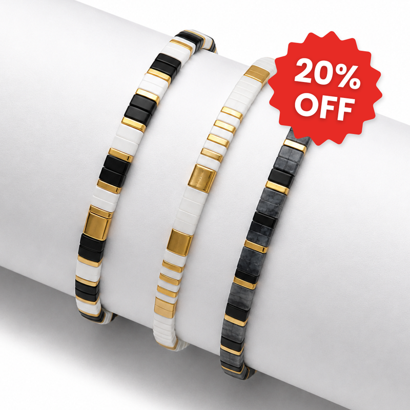 Onyx (Set van 3 Tegelarmbanden)